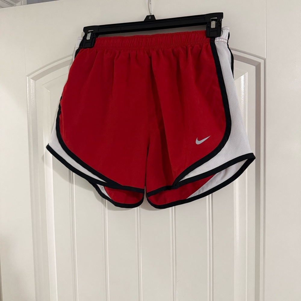 Nike Women's Red and White Athletic Shorts